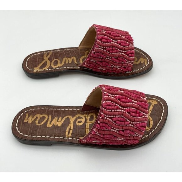 Sam Edelman Kids Gunner Beaded Pink Slide Orchid Flower Mini Sandals Girls 1M - Picture 5 of 9